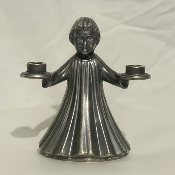 Unbranded Other - Vintage Pewter Candle Holder Choir Boy Small Figure Mini Candles Marked Italy